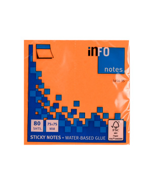 InfoNotes Blok Samolepljivi 75x75 80L NEON NAR