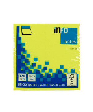 InfoNotes Blok Samolepljivi 75x75 80L NEON ŽUTI